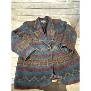 Vintage Braetan Southwestern Blazer Womens Medium Multicolor Aztec Wool Blend